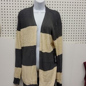 Doe & Rae cardigan sweater gray and beige long NWT